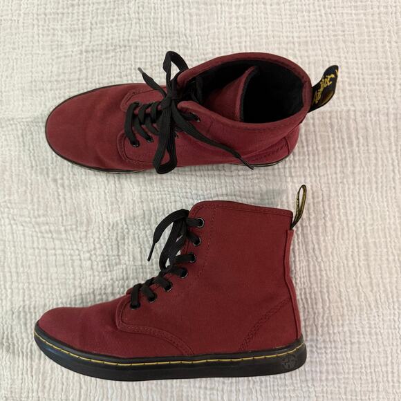 Dr Martens Shoreditch Canvas High Top Size US 6 EU 37 Red Burgundy - Picture 2 of 9